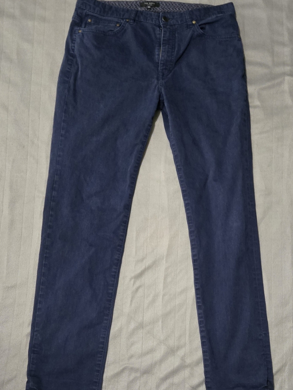 Ted Baker London Blue Straight Leg Pants Men's 32R Cotton Stretch Casual Trouser